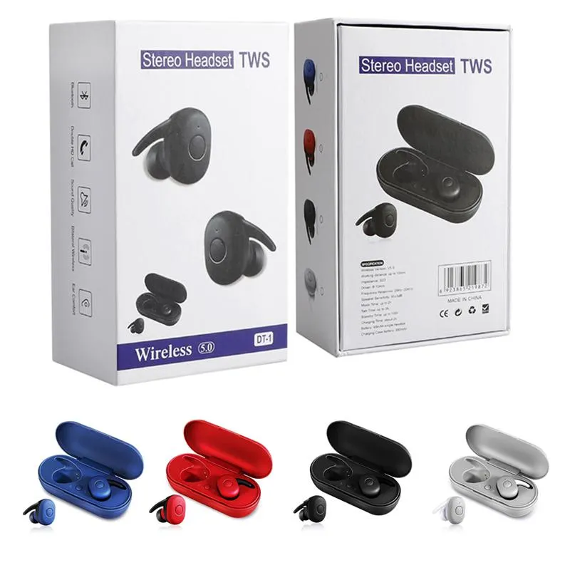 À Prova D 'Água Portátil DT-1 TWS Fones de Ouvido Sem Fio Bluetooth 5.0 Earbuds Earbuds Som Estéreo Built-in Mic Auto Emparelhamento Fones de Auricular para iPhone