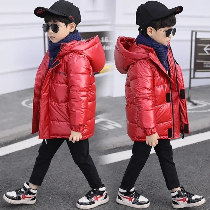 OLEKID Winter Jacket for Boys Hooded Plus Velvet Warm Shiny Cotton Boys Outerwear Coat 3 14 Years Kids Teenage Boys Parka 201126