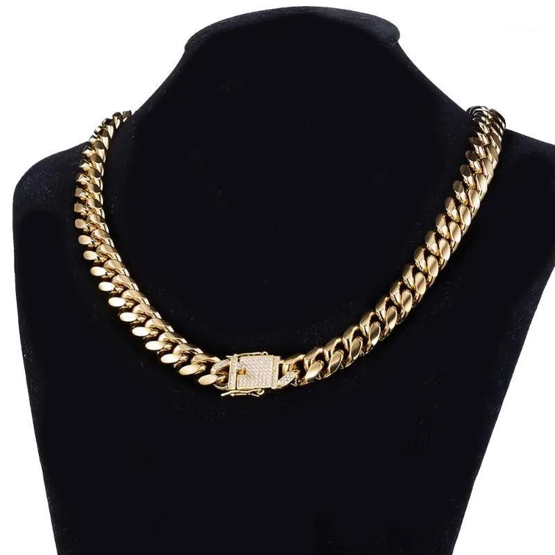 Male Jewelry 12mm Wide 7"-40" Long 316L Stainless Steel Curb Miami Chain Gold Necklace For Mems Gift1