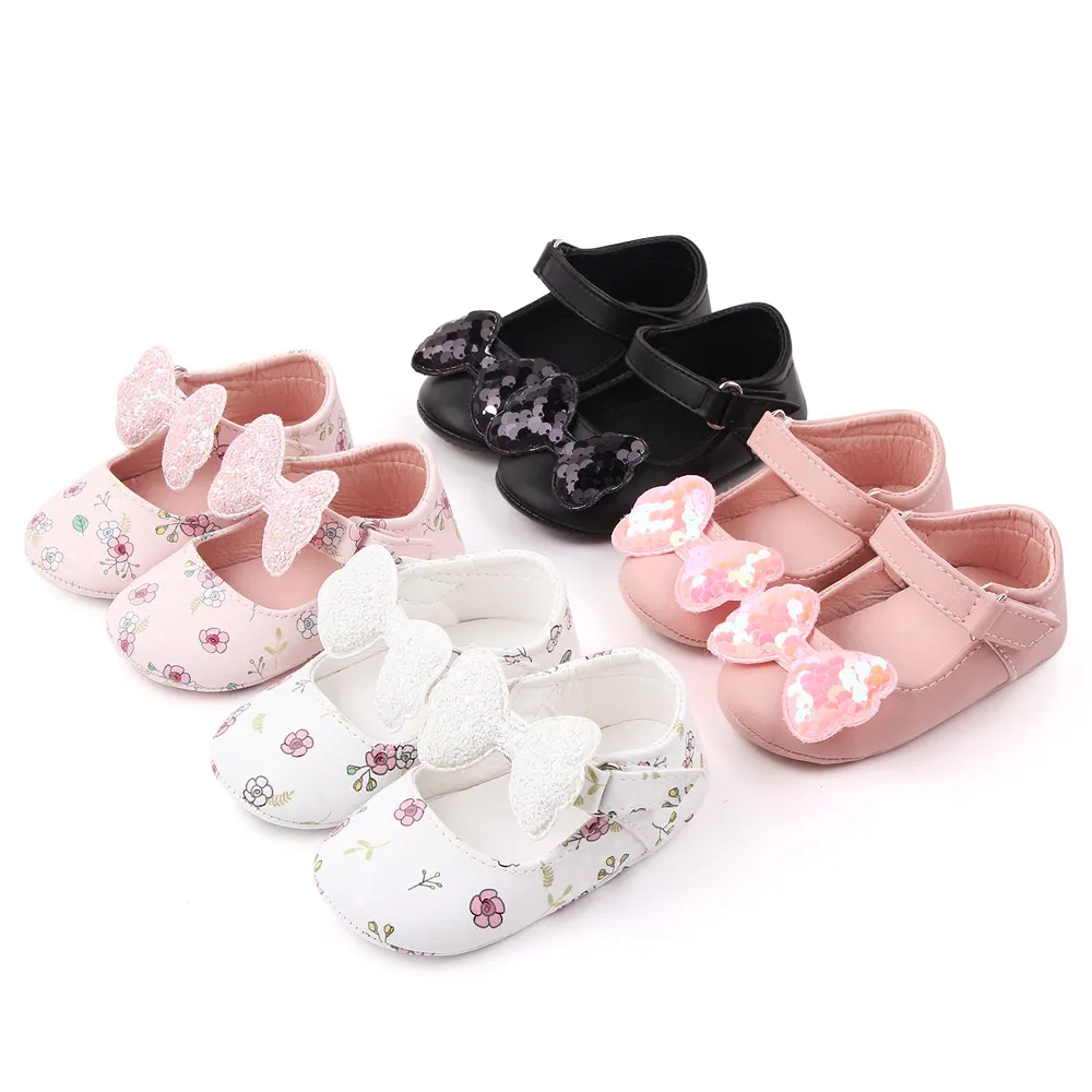 Baby Girls First Walkers Newborn Shoes Cute Bowknot Infant Prewalker Soft Bottom Anti Slip Toddler Girls Princess Shoes