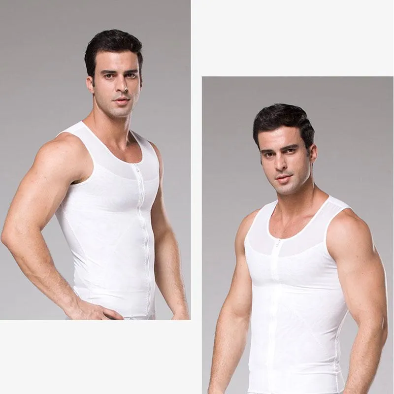 Shapers pour hommes 2022 Shaper Posture Correcteur Zipper Couleur de la peau Poitrine Minceur Gilet Ventre Mâle Compression Shirt2254