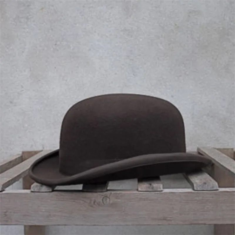 100% Wool Bowler Hat Women men 100% Crushable Traditional Billycock Groom Hats 4 Size S M L XL Y200110