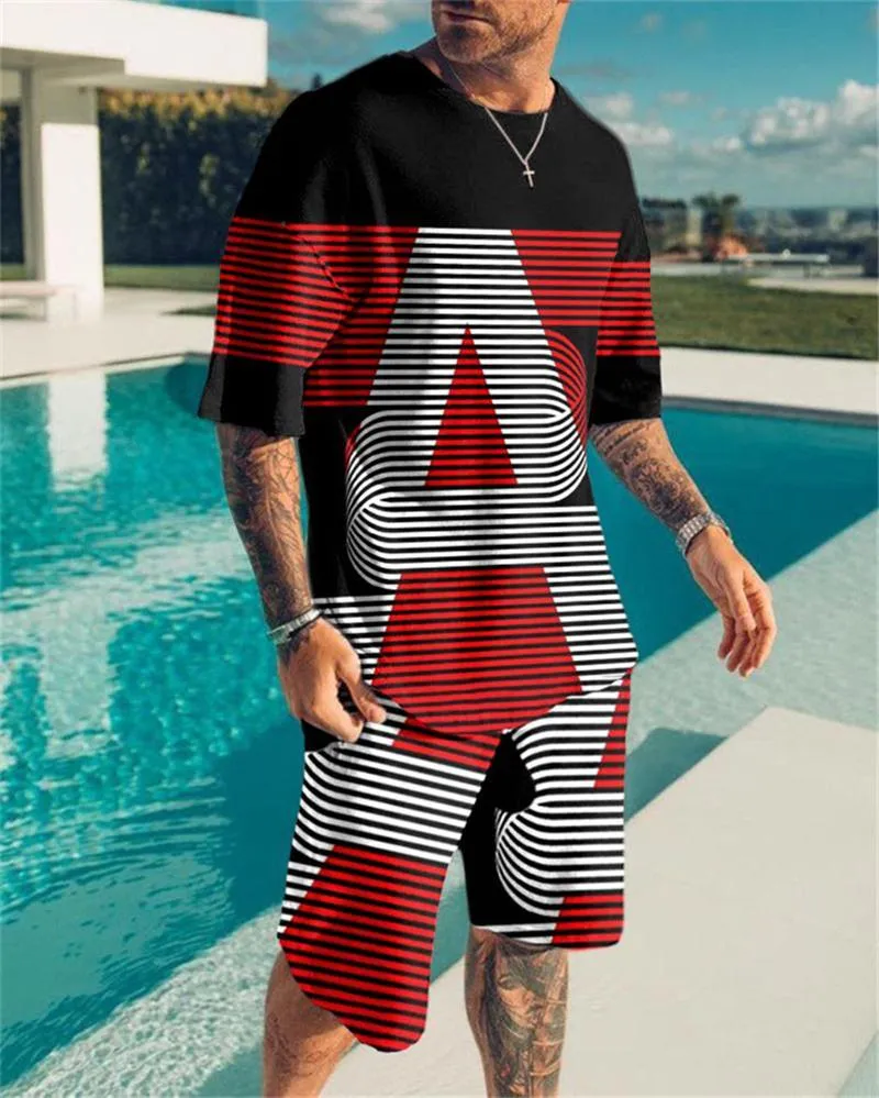 Set hawaiani Tute con stampa 3D Camicia estiva a maniche corte Pantaloncini da spiaggia Streetwear Abito da uomo casual Set da 2 pezzi