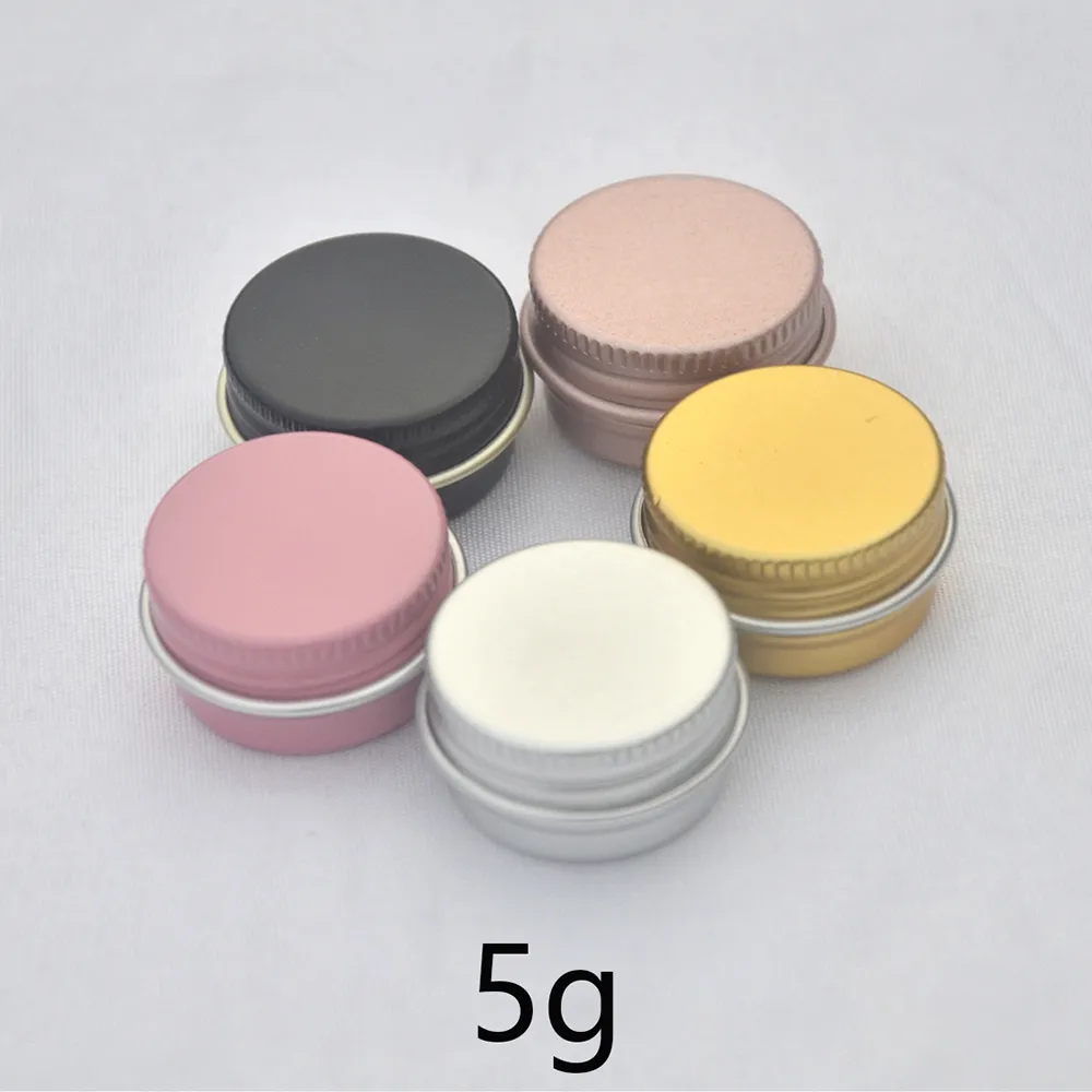 5g Esvaziar Alumínio Jar Lip Balm Cosmetic Maquiagem Mel Creme garrafa reutilizável de metal pequenas Containers Rose Rosa Prata 5ml