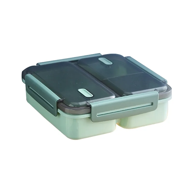 GEEKHOM Lunchbox mit separatem Gitter, Lebensmittelbehälter, Bento-Box, umweltfreundliche, auslaufsichere Lunchbox mit Löffel und Stäbchen 201029