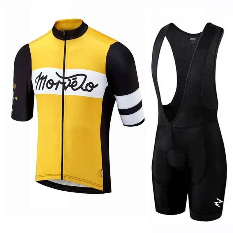 Morvelo Team 2020 Men Cycling Jersey bib shorts suit Summer Quick Dry Short Sleeve cycling outfits Road Bike uniform Sportswear Y122704