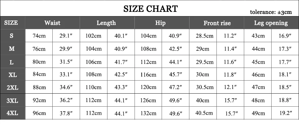 Size Table-pant