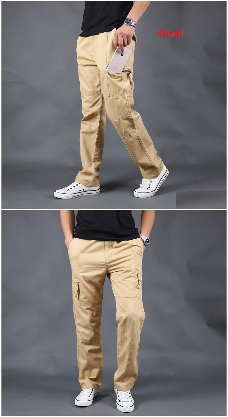  Pantalones cargo para hombre, pantalones sueltos de