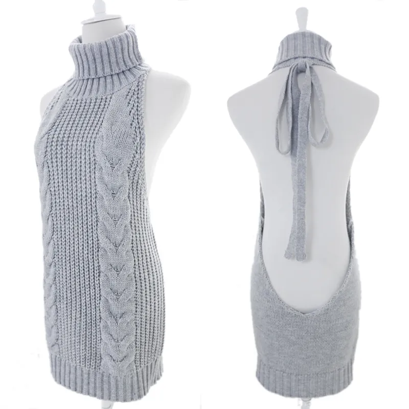 FORERUN Herbstmode Virgin Killer Pullover Koreanisch Schulterfrei Stricken Damenpullover Rollkragenpullover Rückenfrei Sexy Pullover 200929