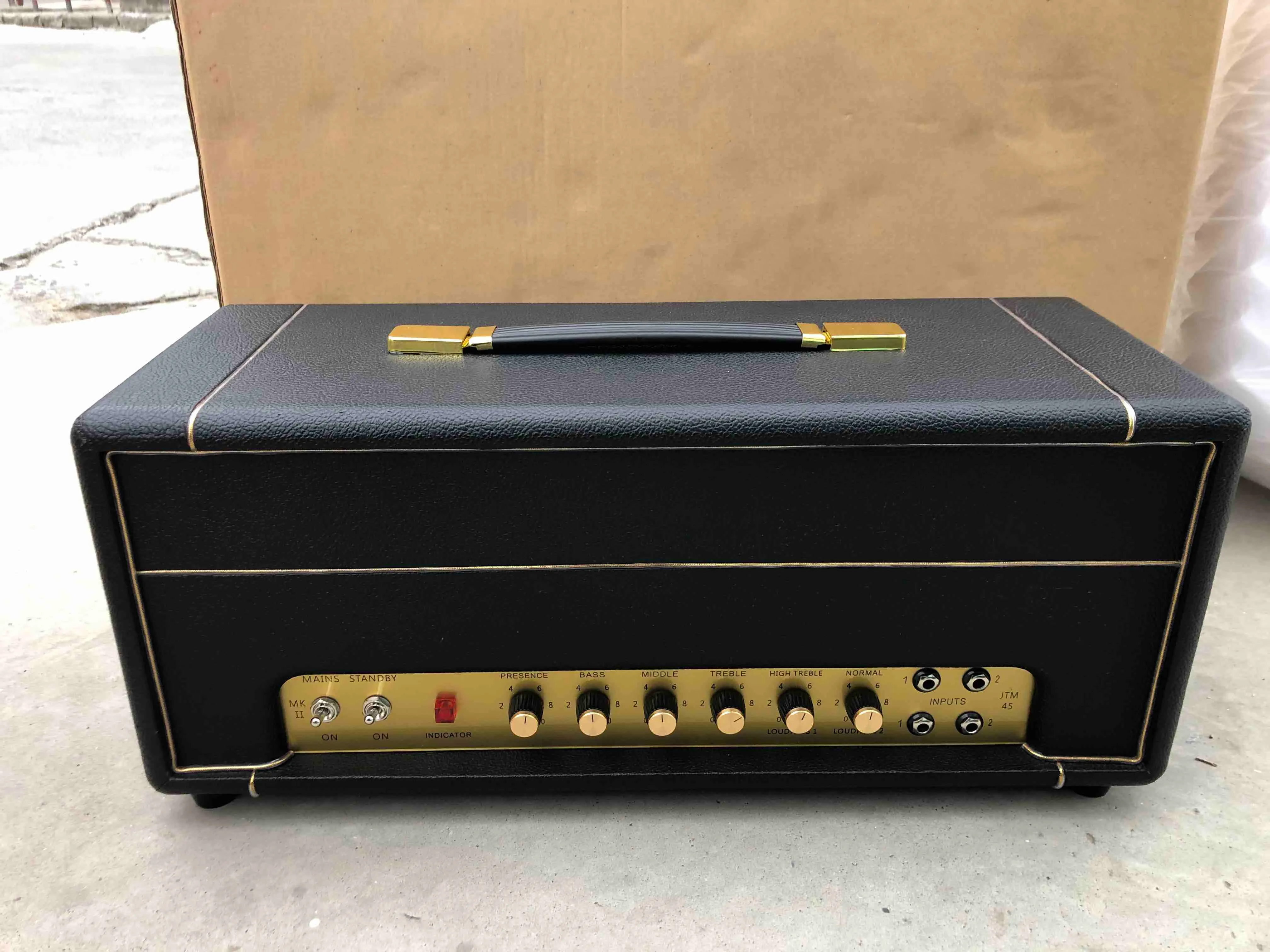 Custom Grand JTM45 Handdirekt Ventil Gitarr Amp Head 50W i svart med KT66 rör musikinstrument