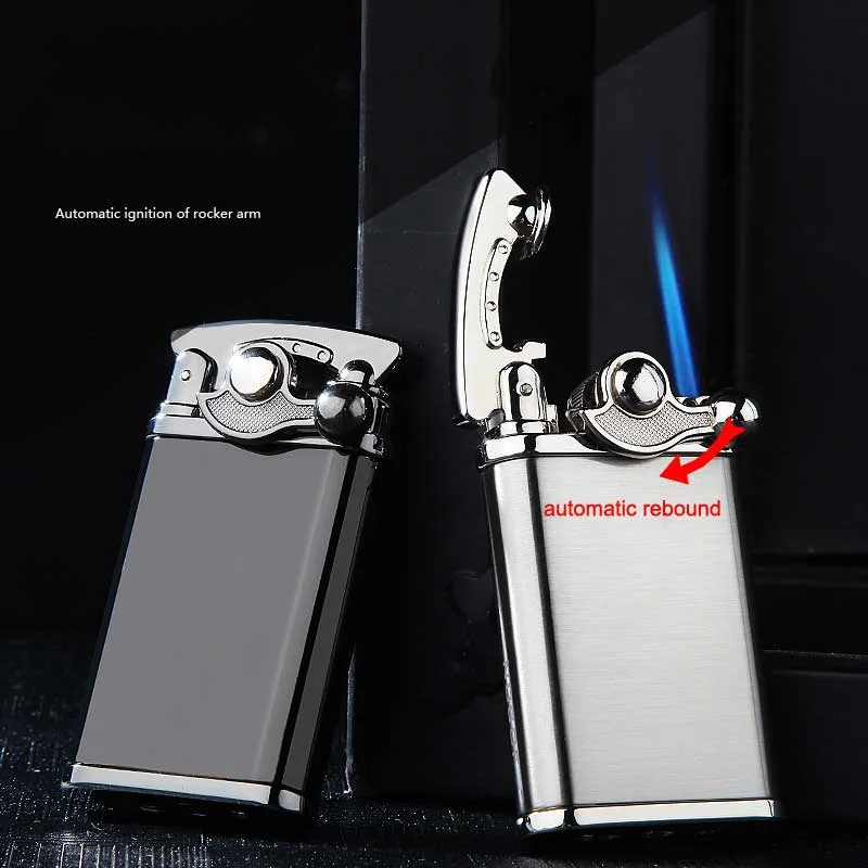 Creative Metal Torch Lighters Windproof Gas Lighter Rocker Arm Automatic Ignition Cigarette Lighter Gift Cigar Butane Lighters YVTK2381