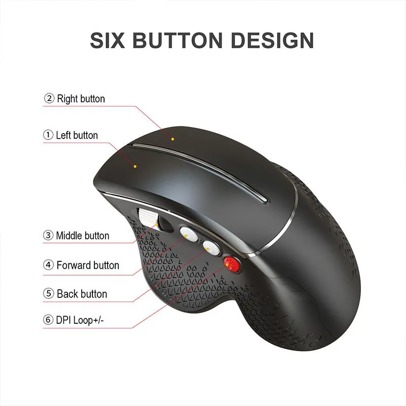 Souris Verticale Bluetooth, Souris Ergonomique Bluetooth Sans Fil 2.4G,  Souris Verticale Optique, Souris Ergo Dual Mode avec DPI Réglable pour  Windows Mac Desktop, Ordinateur Portable (2.4G + Bluetooth) - Noir 