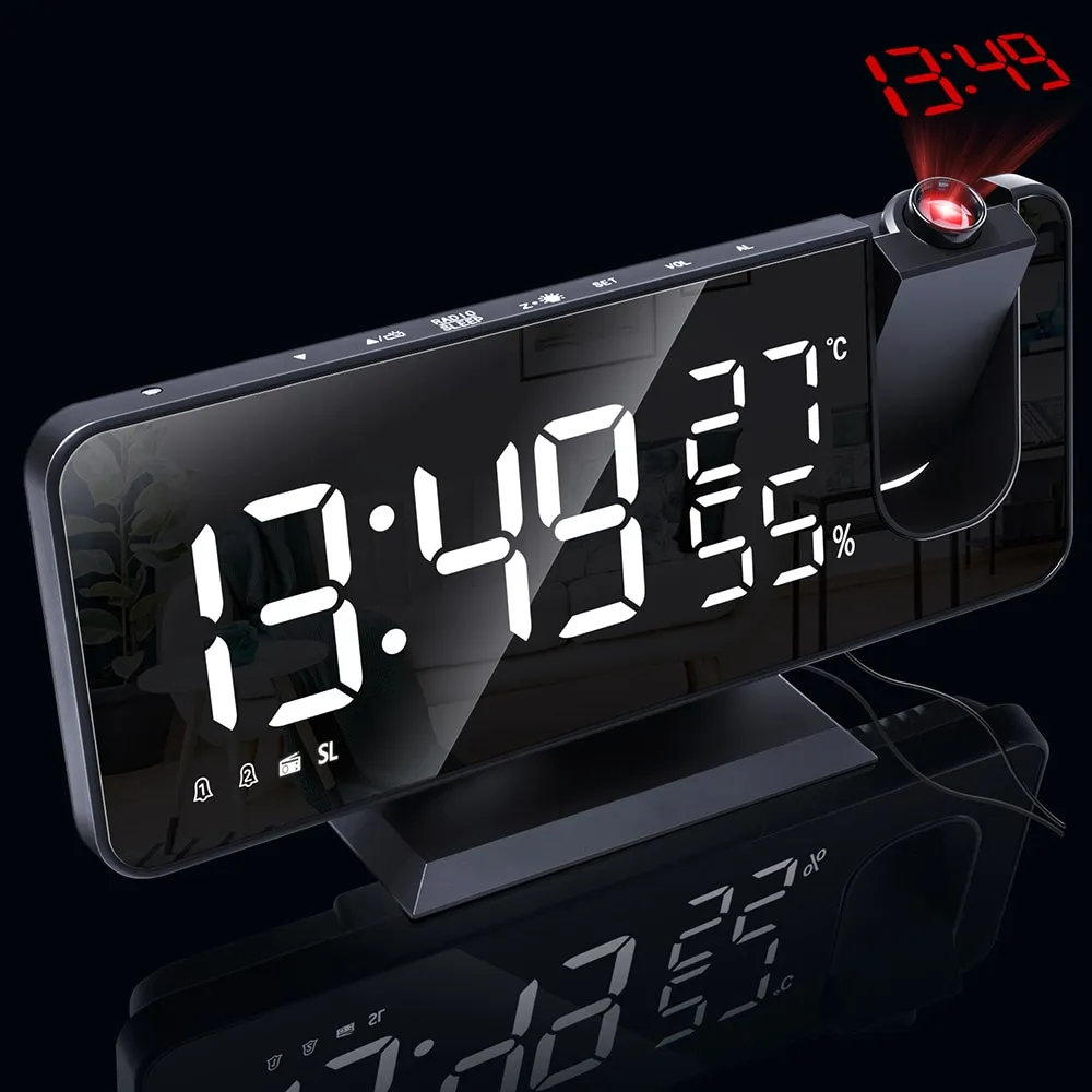 Reloj Despertador Digital LED Reloj De Mesa Relojes Electrónicos De  Escritorio Despertador USB Radio FM Tiempo Proyector Función De Repetición  2 Alarma L230621 De 16,65 €