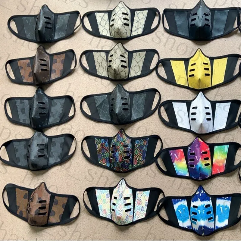 Unisex yüz maskeleri moda pu deri parti maskesi toz geçirmez rüzgar geçirmez ağız-yüzlü yıkanabilir nefes alabilen açık spor koruyucu maske 28 renk