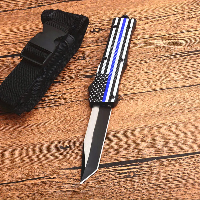 Coltello tattico Autao A161 bandiera blu di alta qualità 440C Lama bicolore Tanto Point Lama in lega Zn-al Coltelli EDC con borsa in nylon