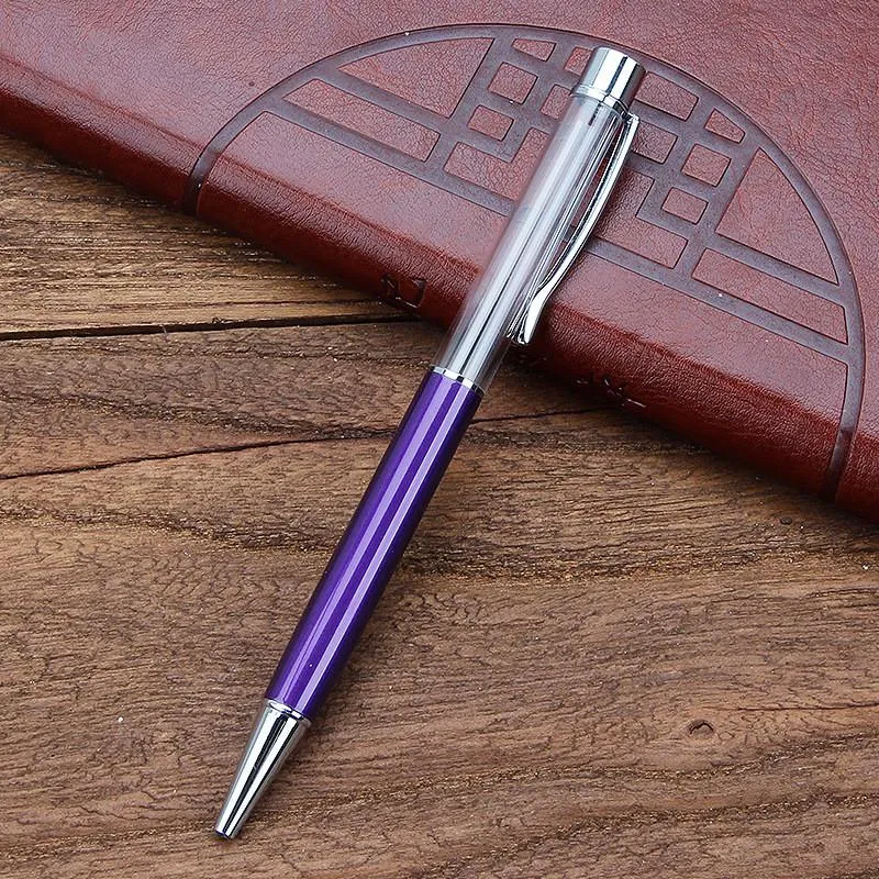 Tükenmez Kalemler Renk Yaratıcı DIY Boş Tüp Metal Kendinden Dolumlu Yüzer Glitter Kurutulmuş Çiçek Kristal Kalem Yazma