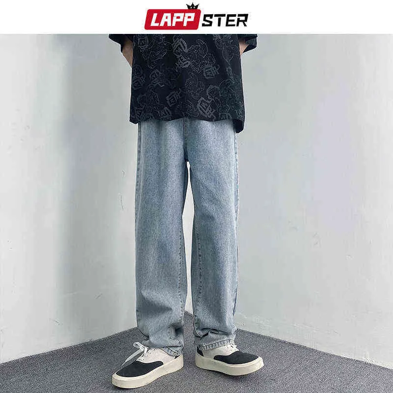 Lappster Harajuku Streetwear Calas de Brim 2022 Dos Homens Do Vintage Coreano Y2k Denim Masculinas Japo Moda Jean Corredores 0309