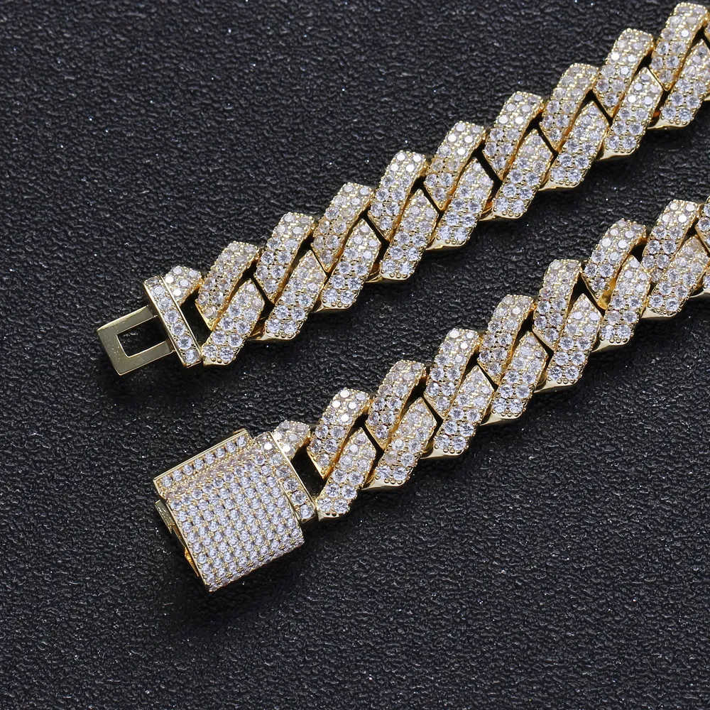 13mm Brass Setting Zircon Bracelet Hip hop Iced Out Zircon Cuban Chain Bracelet Men`s Jewelry Copper CZ Cuban Bracelet B029