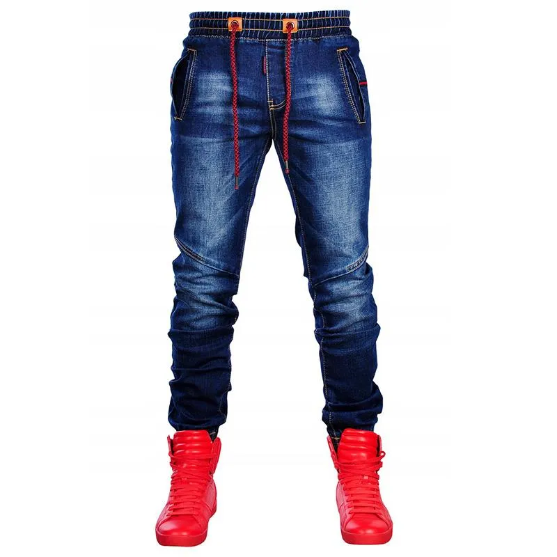 Jeans stretch denim pants new men ripped jeans long European and American fashion casual pants stretch for man