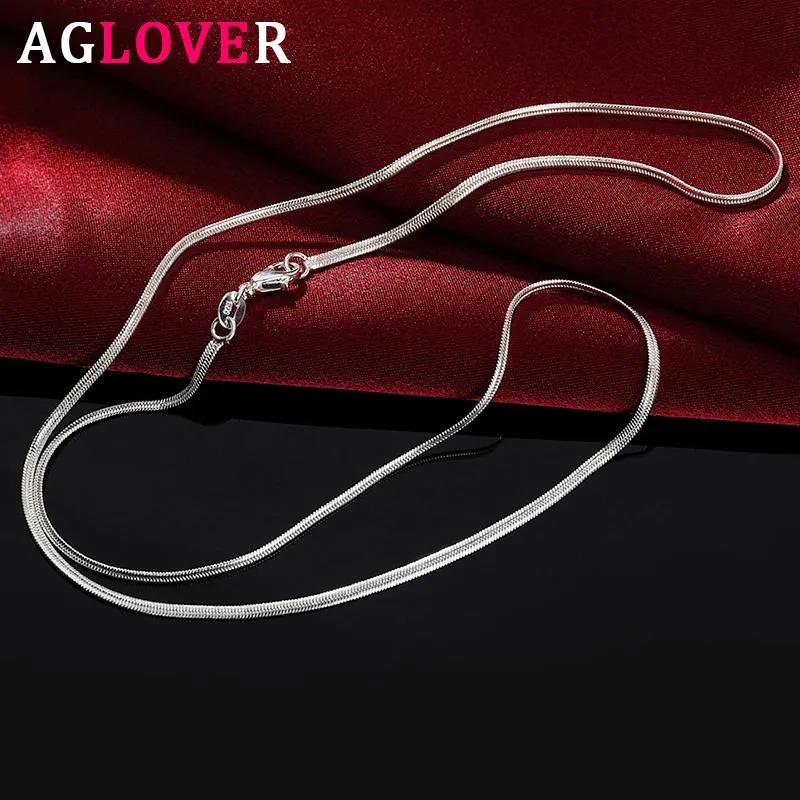 AGLOVER Nieuwe 925 Sterling Zilver 16 18 20 22 24 26 28 30 Inch 2mm Snake Collier Voor vrouw Man Mode Charme Sieraden Gift1228I