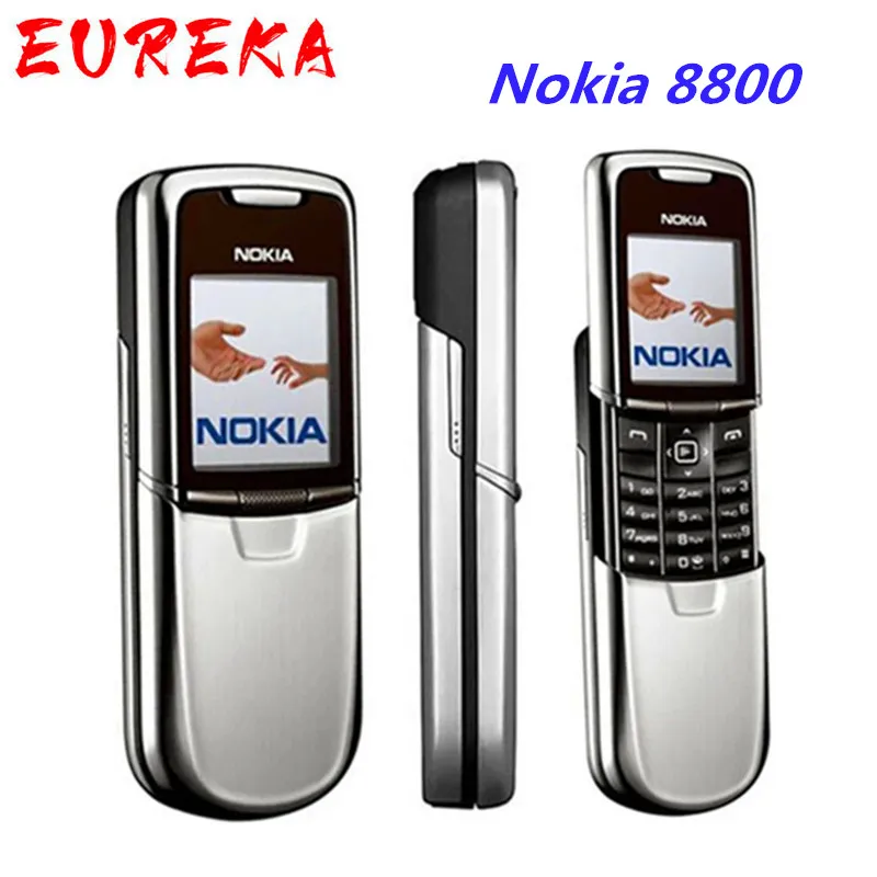 Olåst Nokia 8800 Original Mobiltelefoner Engelska / Ryska Tangentbord GSM FM Radio Bluetooth Renoverad