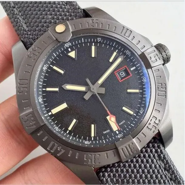 luxe herenhorloges saffier 44 mm stalen bezel zwarte nylon band Azië 2813 automatische mechanische mode-horloges282K