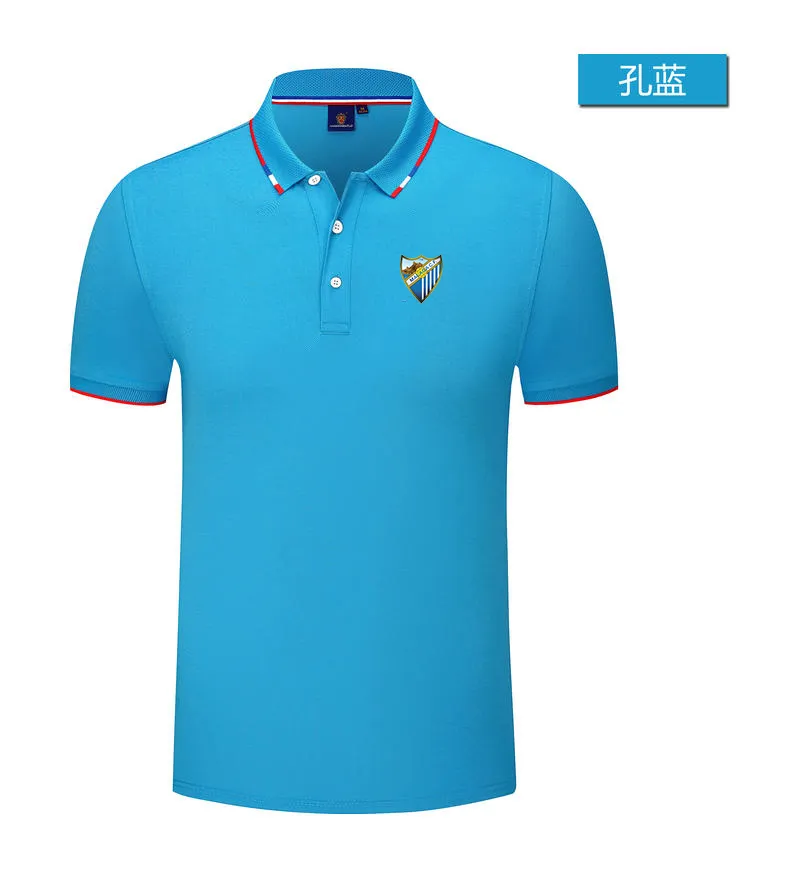 Málaga CF camisa POLO masculina e feminina brocado de seda manga curta esportes lapela camiseta logotipo pode ser personalizado