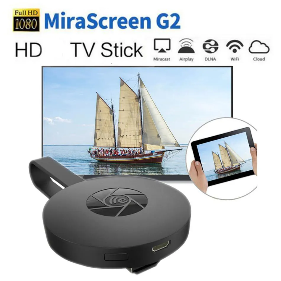 Mirascreen G2 Wireless HD WiFi Dongle TV Stick 2.4g 1080p HD Display Mottagare Chromecast Miracast för iOS Android PC TV