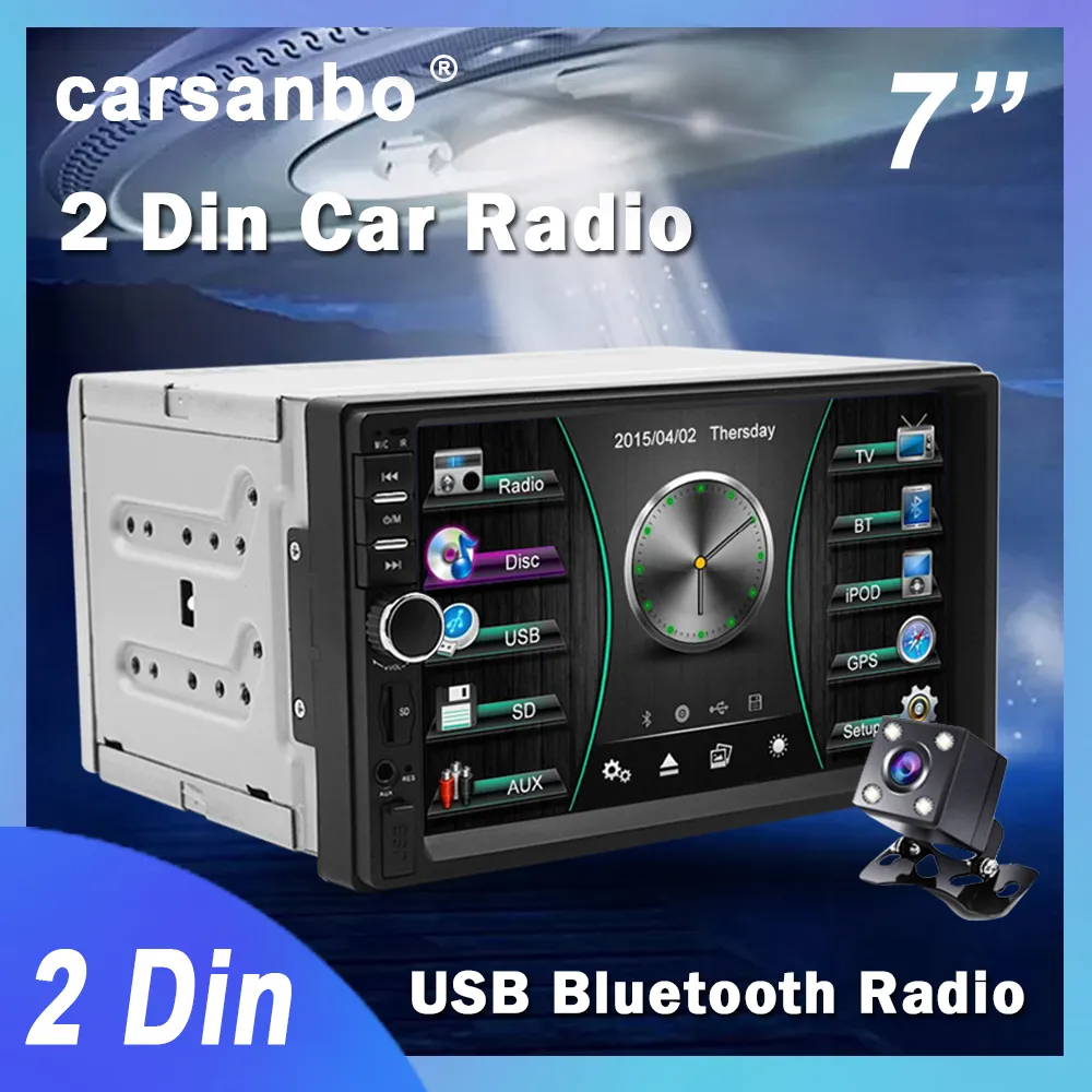 7" HD 2 DIN coche de radio estéreo reproductor de Mp5 Bluetooth retrovisor TMPS Wifi GPS Obd 