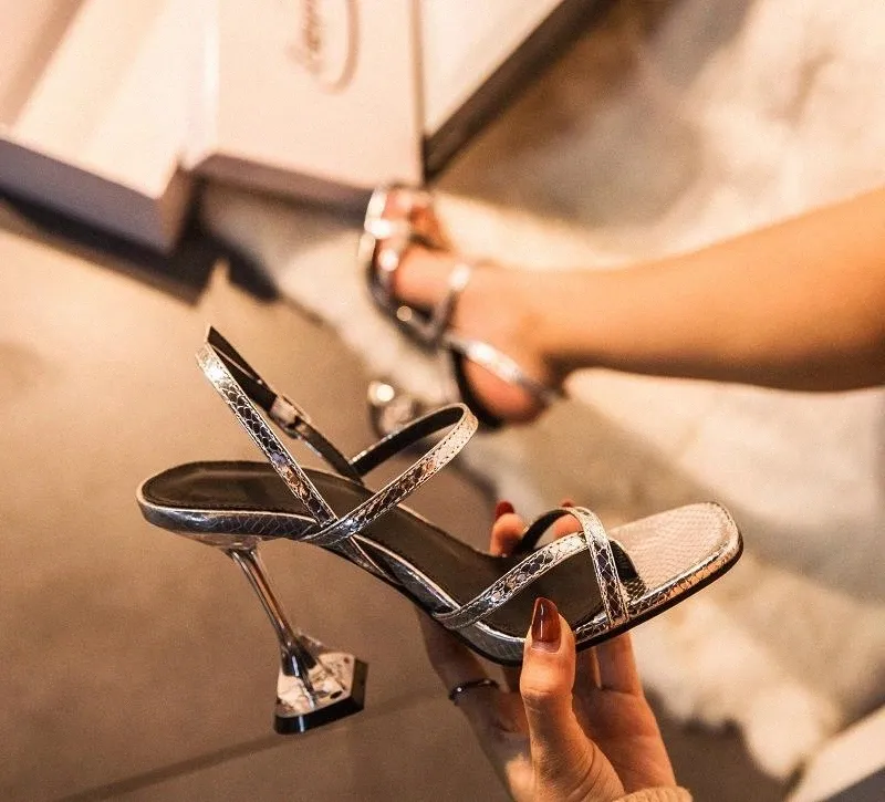 Sandales talons transparents online