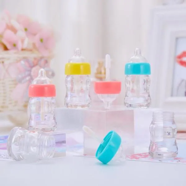 2021 50 stücke 6 ml Milch Baby Flasche Kunststoff Lipgloss Leere Tube Kosmetische Neuheit Nippel Lip Gloss Verpackung Container