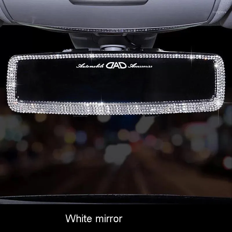 Inne akcesoria wnętrza Rhinestone Car Lustro Lustro Decor Urok Kryształowy Bling Diamond Ornament Widok z tyłu Pokrycie Kobiety Auto Akcesoria1