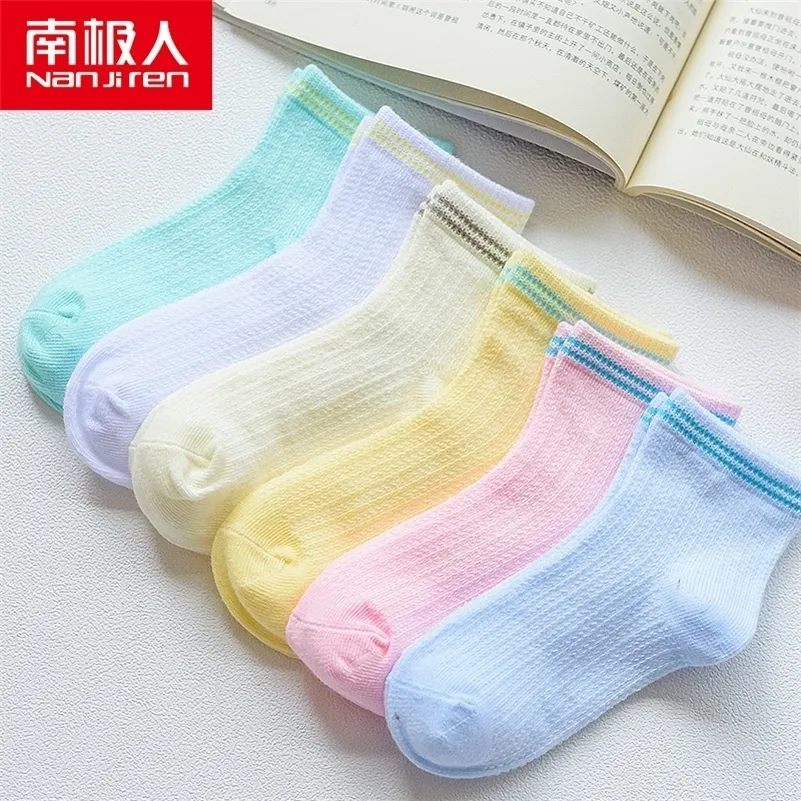 NANJIREN Enfants Mesh Hole Coloré 2 à 12 ans 6 / pcs 100% Coton Enfants Noël Enfants Chaussettes 201112