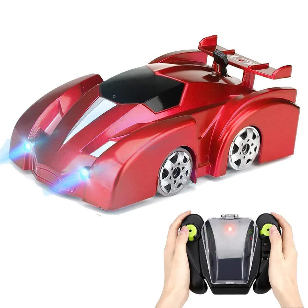 Mini Climbing Car Toy Remote Control Anti Gravity Ceiling Climb Racer Stunt Car for Kids and Adults with LED Lights Red and Blue