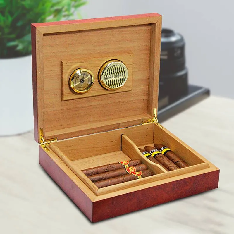 20 contagem de umidificador de cigarro de cedro de cedro com caixa de caixa do higrômetro com acessórios para cigarros de dispositivo hidratante C0116