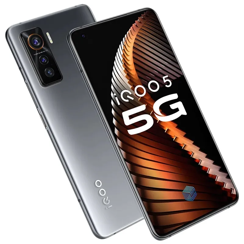 Original Vivo IQOO 5 5G Mobiltelefon 12GB RAM 128GB 256GB ROM SNAPDRAGON 865 OCTA Core Android 6.56 "50mp AR Fingerprint ID Smart Cell Phone