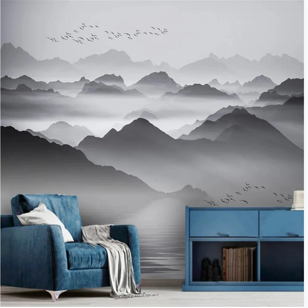 Nieuwe Chinese Stijl Abstract Zwart En Wit Landschap Wallpapers Klassiek  Schilderij Behang Van 27,28 € | DHgate, image size:1000x1000