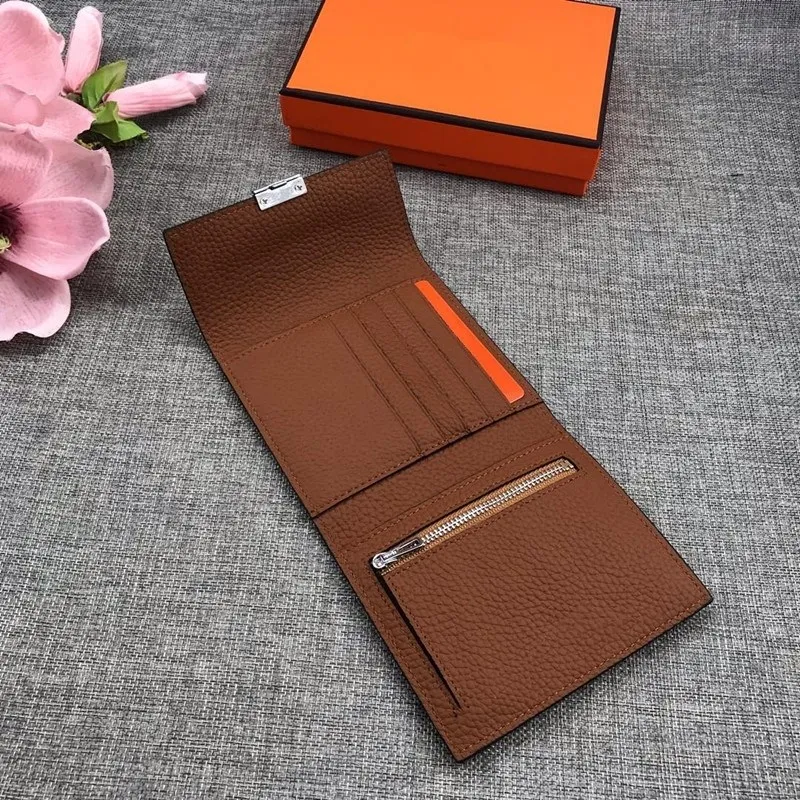 2021 Toppkvalitet Soft Leather Short Wallet Lady Visitkort Plånbok Designer Fashion Solid Color Square Plånbok