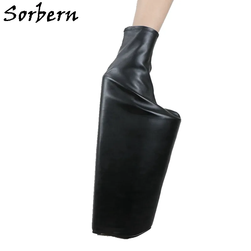 Sorbern 50Cm Extreme High Heel Boots Women Wedges Invisible Platform Ankle High Stretched Drag Queen Fetish Shoe