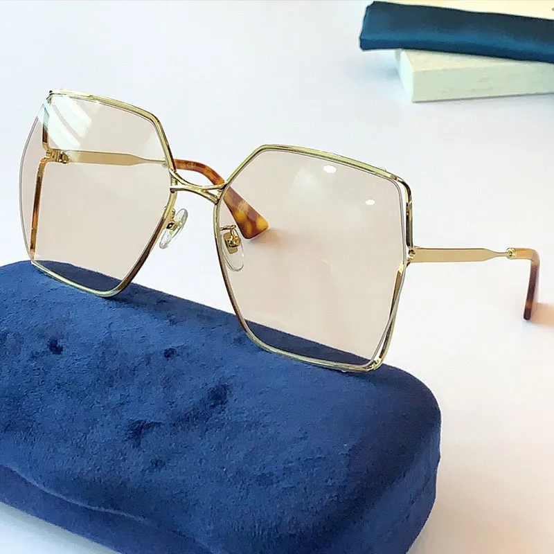 새로운 여성 패션 선글라스 0817 대형 사각형 프레임리스 선글라스 0817S UV400 보호 안경 최고의 고품질 쇼핑 특별