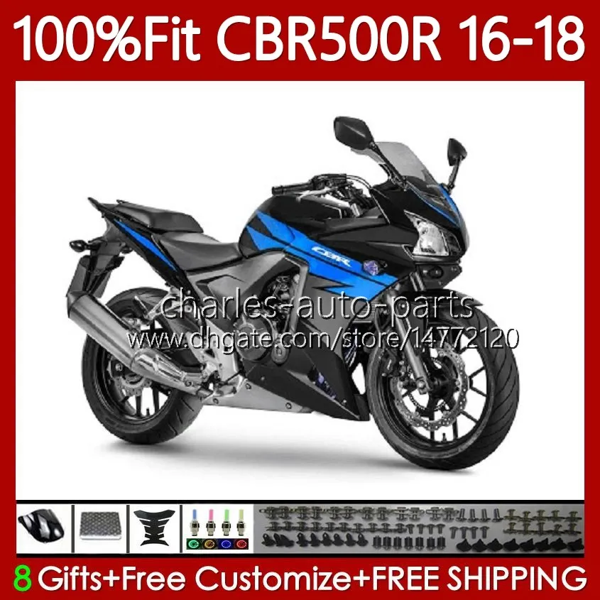 Carrozzeria OEM per HONDA CBR 500 CBR500 R RR CC 500R 500CC 2016-2018 Corpo 111No.122 CBR500RR Blu nero 2016 2017 2018 CBR500CC CBR500R 16 17 18 Carenatura iniezione