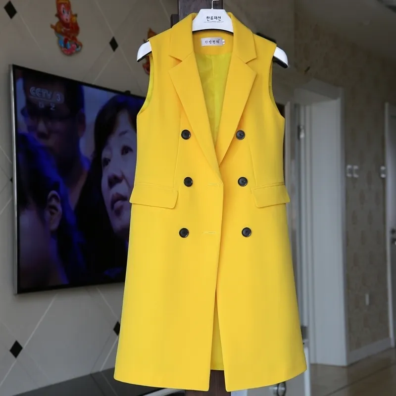 Modis Medium Long Yellow Vest Womens For Women Double Breasted Slim Fit S 3XL Spring Autumn New Arrival 201027 From Dou04 35.93 DHgate.Com