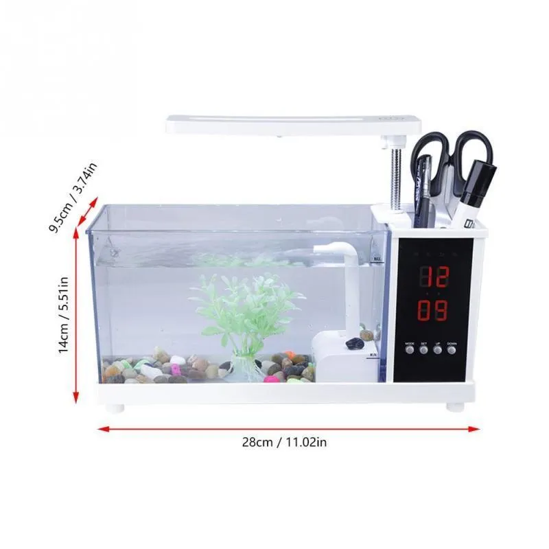 Mini Desktop Aquarium USB Aquarium With LED Light LCD Display