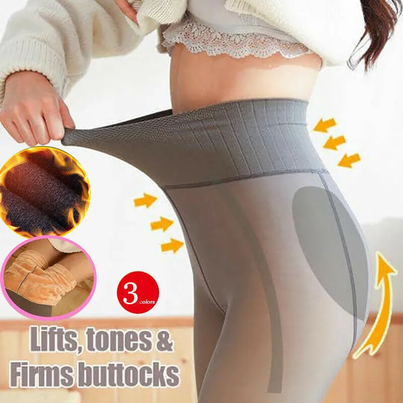 Fake Translucent Warm Fleece Pantyhose