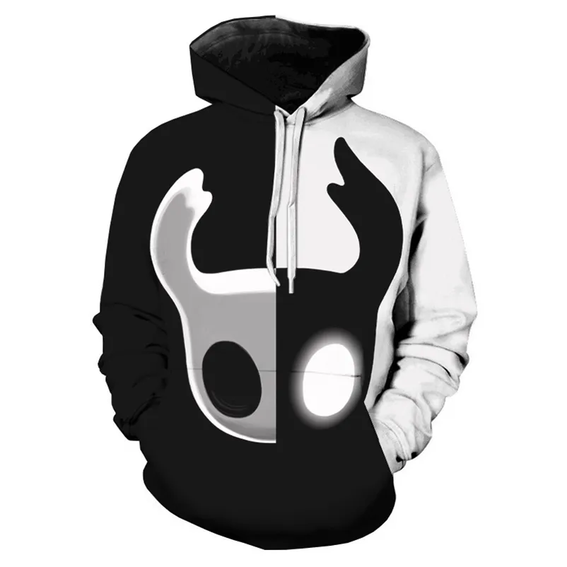 Hollow Knight 3D Prined Hoodies Men/Women Fashion Personality Anime Hoodie Harajuku Yin Yang Zipper Sweatshirts 220114