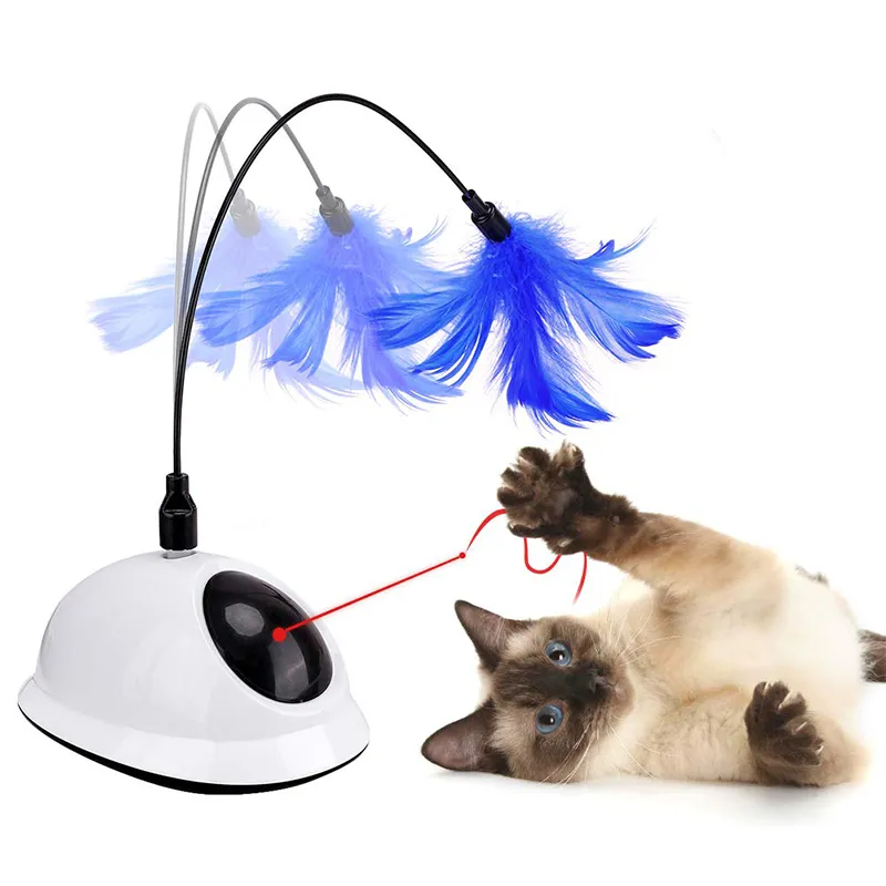 3in1 pet cat giocattolo elettrico rotante rotazione giocattolo palla per gatti giocattolo interattivo automatico con piume pet gatto stuzzicare gattino giocattoli nuovo lj201125