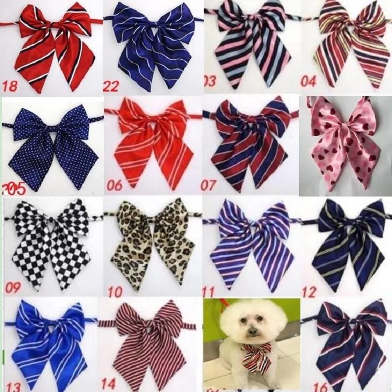 100pc/lot New Colorful Handmade Adjustable Large Dog Neckties Large Bow ties Pet Bow Ties Cat Neckties Dog Grooming Supplies L8 LJ200923