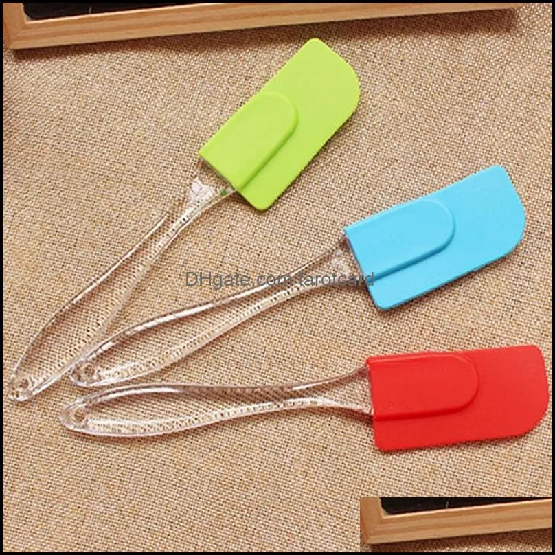 Silicone Cake Scraper Spatula Kitchen Dessert Jam Smear Spatula Eco-Friendly Transparent Handle Baking Tool Butter Knife