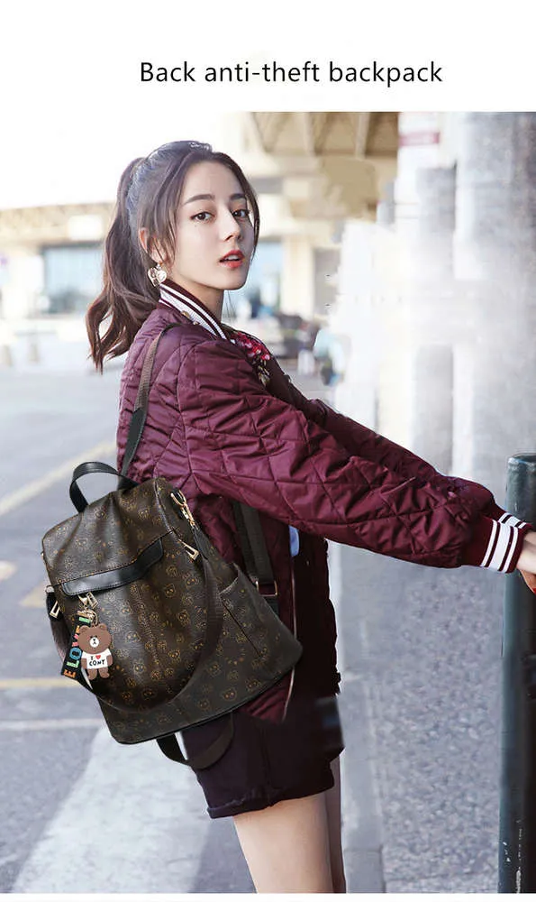 Women\'s PU Leather Anti-theft Backpack with Letter Pattern, Large Capacity ALTOSY Soft Leather Backpack Purse For Women Anti-theft  main image 3