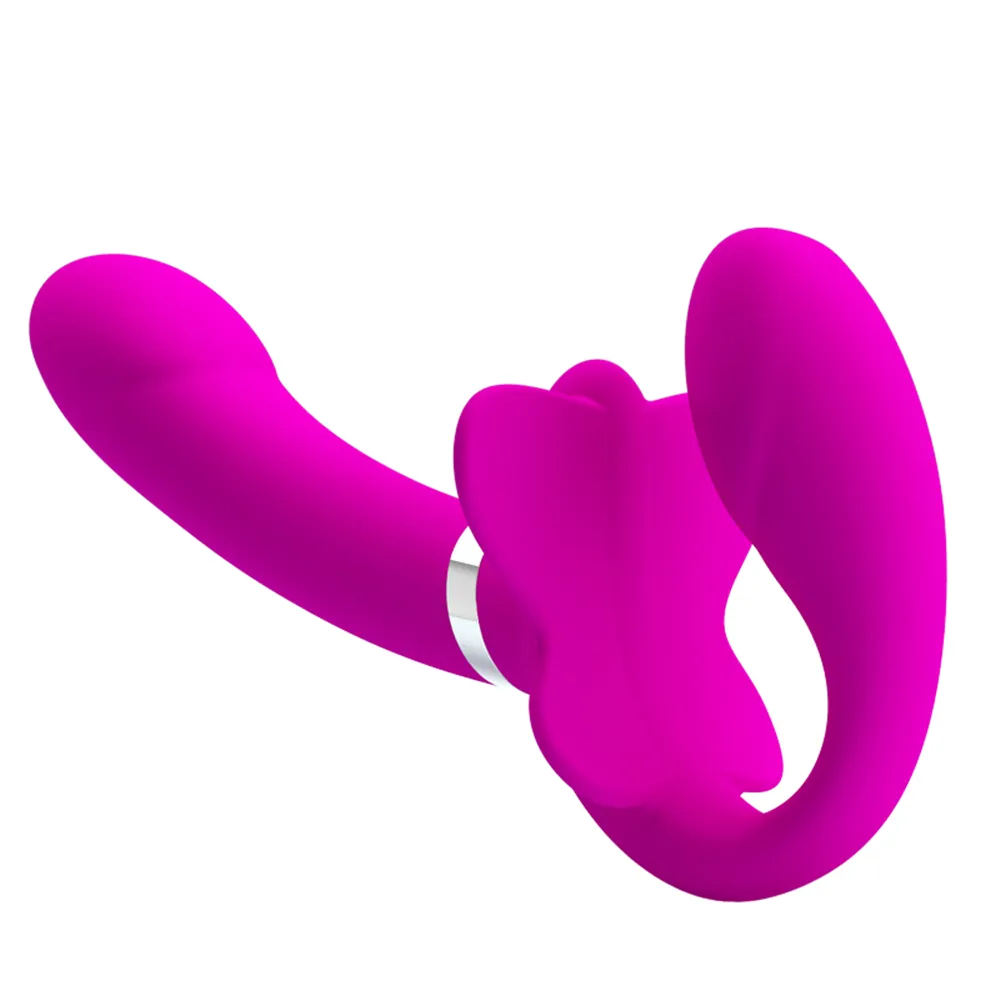 Via vibrante Silicone Strap senza spalline su Dildo Doppia Penetrazione Vibratore Butt Plug Toy Sex Toy for lesbian